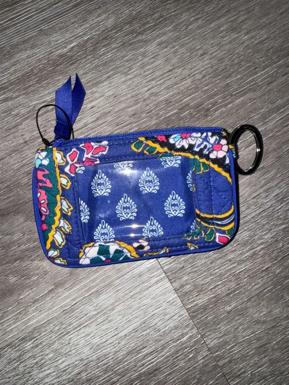 Vera Bradley Quilted Mini Wallet in Navy Blue Floral - Picture 2 of 6